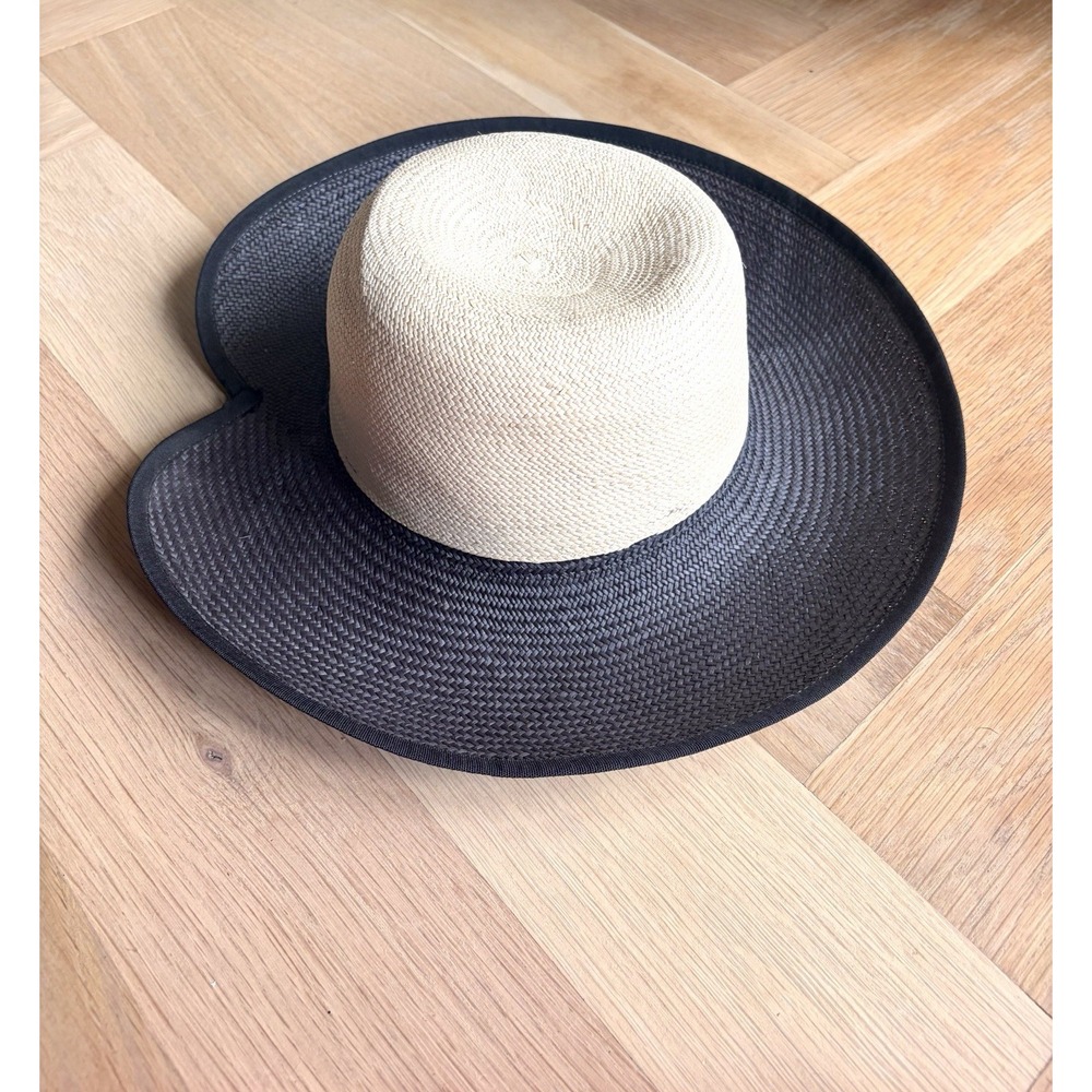 Montecristi Genuine Panama Hat Two Toned Handmade Toquilla Straw - Picture 3 of 7
